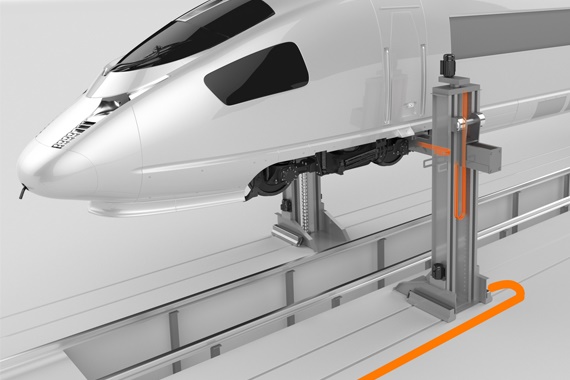 Platformă de ridicare pentru trenuri cu portcabluri și cabluri chainflex